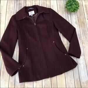 Nautica Red Purple Wine Wool Blend Pea‎ Coat Women’s Size Small